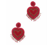 EARRINGS HEART TASSEL - catherinekcollections