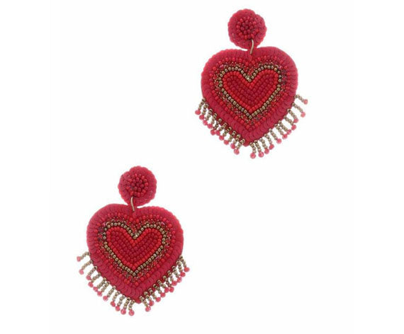 EARRINGS HEART TASSEL - catherinekcollections