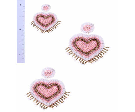 EARRINGS HEART TASSEL - catherinekcollections