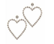RHINESTONE HEART SHAPE POST DROP EARRING - catherinekcollections